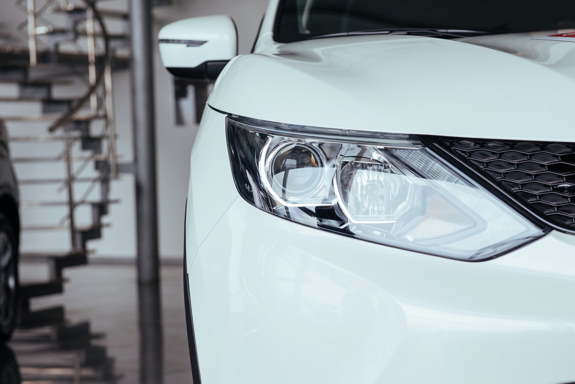 Headlights and hood of sport car
